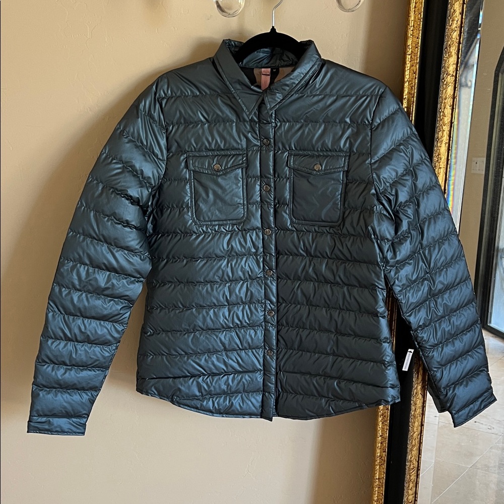 Women's Navy Quilted Button Down Shirt